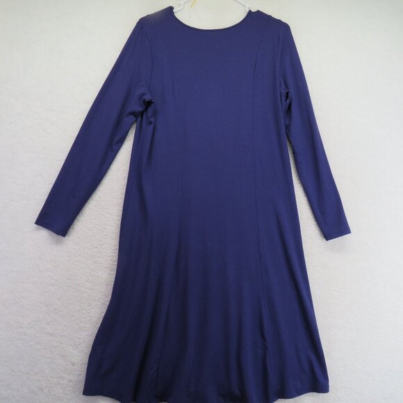 J Jill Wearever‎ Dress Womens Size 8 Blue Midi Long Sleeve Stretch - Picture 3 of 10